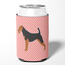 Load image into Gallery viewer, Welsh Terrier Checkerboard Pink Can or Bottle Hugger BB3585CC