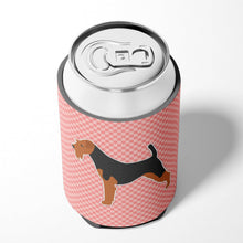 Load image into Gallery viewer, Welsh Terrier Checkerboard Pink Can or Bottle Hugger BB3585CC