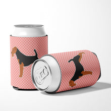 Load image into Gallery viewer, Welsh Terrier Checkerboard Pink Can or Bottle Hugger BB3585CC