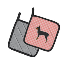 Load image into Gallery viewer, Toy Fox Terrier Checkerboard Pink Pot Holders - Set of 2 - Heat-Resistant Kitchen Essentials BB3587PTHD