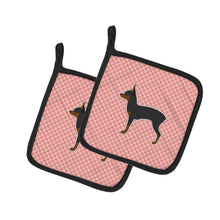 Load image into Gallery viewer, Toy Fox Terrier Checkerboard Pink Pot Holders - Set of 2 - Heat-Resistant Kitchen Essentials BB3587PTHD