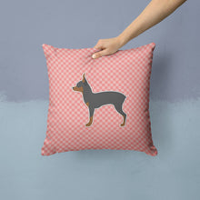 Load image into Gallery viewer, Toy Fox Terrier Checkerboard Pink Throw Pillow - 14x14 Decorative Pillow – Art for Your Home &amp; Patio BB3587PW1414