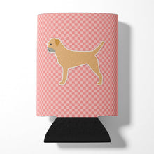 Load image into Gallery viewer, Border Terrier Checkerboard Pink Can or Bottle Hugger BB3589CC
