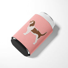 Load image into Gallery viewer, Grand Basset Griffon Vendeen Checkerboard Pink Can or Bottle Hugger BB3590CC