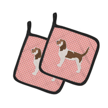 Load image into Gallery viewer, Grand Basset Griffon Vendeen Checkerboard Pink Pot Holders - Set of 2 - Heat-Resistant Kitchen Essentials BB3590PTHD