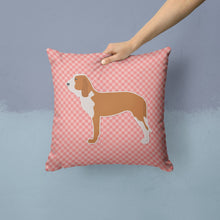 Load image into Gallery viewer, Spanish Hound Checkerboard Pink Throw Pillow - 14x14 Decorative Pillow – Art for Your Home &amp; Patio BB3591PW1414