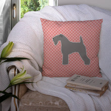 Load image into Gallery viewer, Kerry Blue Terrier Checkerboard Pink Throw Pillow - 14x14 Decorative Pillow – Art for Your Home &amp; Patio BB3592PW1414