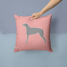 Load image into Gallery viewer, Scottish Deerhound Checkerboard Pink Throw Pillow - 14x14 Decorative Pillow – Art for Your Home &amp; Patio BB3596PW1414