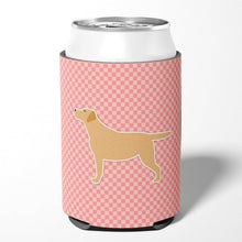 Load image into Gallery viewer, Yellow Labrador Retriever Checkerboard Pink Can or Bottle Hugger BB3597CC