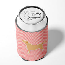 Load image into Gallery viewer, Yellow Labrador Retriever Checkerboard Pink Can or Bottle Hugger BB3597CC