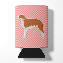 Load image into Gallery viewer, Borzoi Russian Greyhound Checkerboard Pink Can or Bottle Hugger BB3599CC