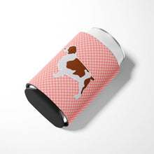 Load image into Gallery viewer, Welsh Springer Spaniel Checkerboard Pink Can or Bottle Hugger BB3600CC