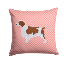 Load image into Gallery viewer, Welsh Springer Spaniel Checkerboard Pink Throw Pillow - 14x14 Decorative Pillow – Art for Your Home &amp; Patio BB3600PW1414