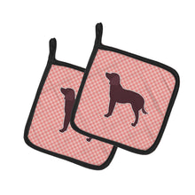 Load image into Gallery viewer, American Water Spaniel Checkerboard Pink Pot Holders - Set of 2 - Heat-Resistant Kitchen Essentials BB3601PTHD