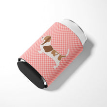 Load image into Gallery viewer, Basset Hound Checkerboard Pink Can or Bottle Hugger BB3602CC