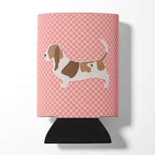 Load image into Gallery viewer, Basset Hound Checkerboard Pink Can or Bottle Hugger BB3602CC