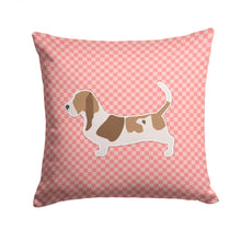 Load image into Gallery viewer, Basset Hound Checkerboard Pink Throw Pillow - 14x14 Decorative Pillow – Art for Your Home &amp; Patio BB3602PW1414