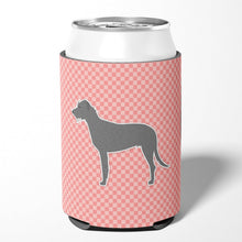 Load image into Gallery viewer, Irish Wolfhound Checkerboard Pink Can or Bottle Hugger BB3603CC