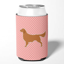 Load image into Gallery viewer, Golden Retriever Checkerboard Pink Can or Bottle Hugger BB3604CC