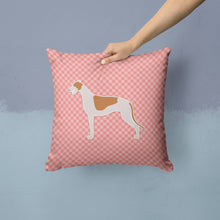 Load image into Gallery viewer, Greyhound Checkerboard Pink Throw Pillow - 14x14 Decorative Pillow – Art for Your Home &amp; Patio BB3605PW1414