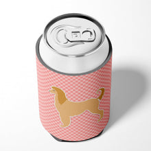 Load image into Gallery viewer, Afghan Hound Checkerboard Pink Can or Bottle Hugger BB3606CC