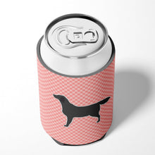 Load image into Gallery viewer, Black Labrador Retriever Checkerboard Pink Can or Bottle Hugger BB3608CC