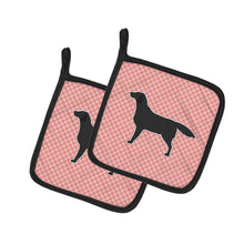 Load image into Gallery viewer, Black Labrador Retriever Checkerboard Pink Pot Holders - Set of 2 - Heat-Resistant Kitchen Essentials BB3608PTHD