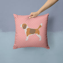 Load image into Gallery viewer, Beagle Checkerboard Pink Throw Pillow - 14x14 Decorative Pillow – Art for Your Home &amp; Patio BB3610PW1414