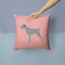 Load image into Gallery viewer, German Wirehaired Pointer Checkerboard Pink Throw Pillow - 14x14 Decorative Pillow – Art for Your Home &amp; Patio BB3611PW1414