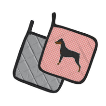 Load image into Gallery viewer, German Pinscher Checkerboard Pink Pot Holders - Set of 2 - Heat-Resistant Kitchen Essentials BB3613PTHD