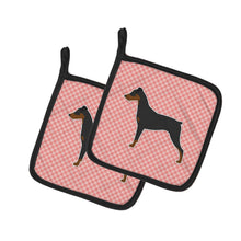 Load image into Gallery viewer, German Pinscher Checkerboard Pink Pot Holders - Set of 2 - Heat-Resistant Kitchen Essentials BB3613PTHD