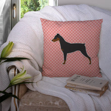 Load image into Gallery viewer, German Pinscher Checkerboard Pink Throw Pillow - 14x14 Decorative Pillow – Art for Your Home &amp; Patio BB3613PW1414