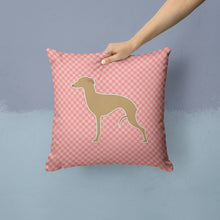 Load image into Gallery viewer, Italian Greyhound Checkerboard Pink Throw Pillow - 14x14 Decorative Pillow – Art for Your Home &amp; Patio BB3614PW1414