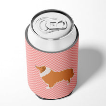 Load image into Gallery viewer, Collie Checkerboard Pink Can or Bottle Hugger BB3616CC