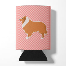 Load image into Gallery viewer, Collie Checkerboard Pink Can or Bottle Hugger BB3616CC