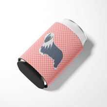 Load image into Gallery viewer, Bearded Collie Checkerboard Pink Can or Bottle Hugger BB3617CC