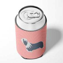 Load image into Gallery viewer, Bearded Collie Checkerboard Pink Can or Bottle Hugger BB3617CC