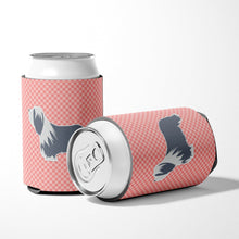 Load image into Gallery viewer, Bearded Collie Checkerboard Pink Can or Bottle Hugger BB3617CC