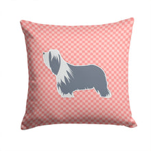 Load image into Gallery viewer, Bearded Collie Checkerboard Pink Throw Pillow - 14x14 Decorative Pillow – Art for Your Home &amp; Patio BB3617PW1414