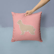 Load image into Gallery viewer, Pyrenean Shepherd Checkerboard Pink Throw Pillow - 14x14 Decorative Pillow – Art for Your Home &amp; Patio BB3618PW1414