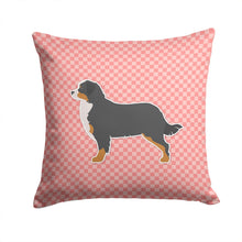 Load image into Gallery viewer, Bernese Mountain Dog Checkerboard Pink Throw Pillow - 14x14 Decorative Pillow – Art for Your Home &amp; Patio BB3619PW1414
