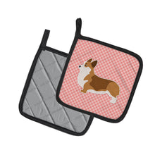 Load image into Gallery viewer, Corgi Checkerboard Pink Pot Holders - Set of 2 - Heat-Resistant Kitchen Essentials BB3620PTHD