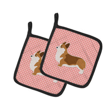 Load image into Gallery viewer, Corgi Checkerboard Pink Pot Holders - Set of 2 - Heat-Resistant Kitchen Essentials BB3620PTHD