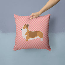 Load image into Gallery viewer, Corgi Checkerboard Pink Throw Pillow - 14x14 Decorative Pillow – Art for Your Home &amp; Patio BB3620PW1414