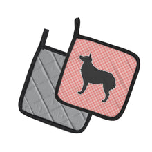 Load image into Gallery viewer, Croatian Sheepdog Checkerboard Pink Pot Holders - Set of 2 - Heat-Resistant Kitchen Essentials BB3621PTHD