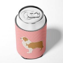 Load image into Gallery viewer, Red Border Collie Checkerboard Pink Can or Bottle Hugger BB3622CC