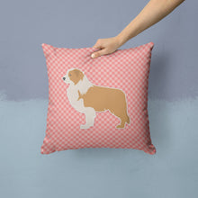 Load image into Gallery viewer, Red Border Collie Checkerboard Pink Throw Pillow - 14x14 Decorative Pillow – Art for Your Home &amp; Patio BB3622PW1414