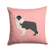 Load image into Gallery viewer, Black Border Collie Checkerboard Pink Throw Pillow - 14x14 Decorative Pillow – Art for Your Home &amp; Patio BB3623PW1414