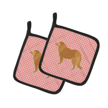 Load image into Gallery viewer, Caucasian Shepherd Dog Checkerboard Pink Pot Holders - Set of 2 - Heat-Resistant Kitchen Essentials BB3625PTHD