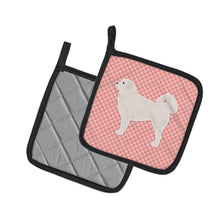 Load image into Gallery viewer, Polish Tatra Sheepdog Checkerboard Pink Pot Holders - Set of 2 - Heat-Resistant Kitchen Essentials BB3627PTHD